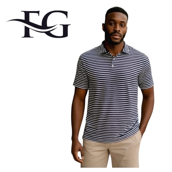 FG Tech Men’s Short-Sleeve Polo. Black, White. Large - Picture 1 of 10